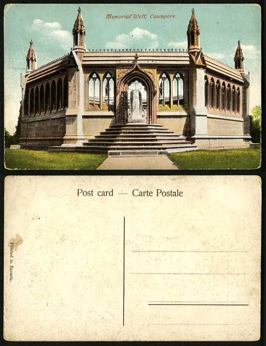 India Old Colour Postcard Cawnpore Memorial Well Steps