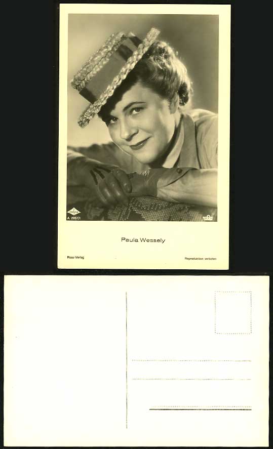 PAULA WESSELY Austrian Actress Costumes Old RP Postcard