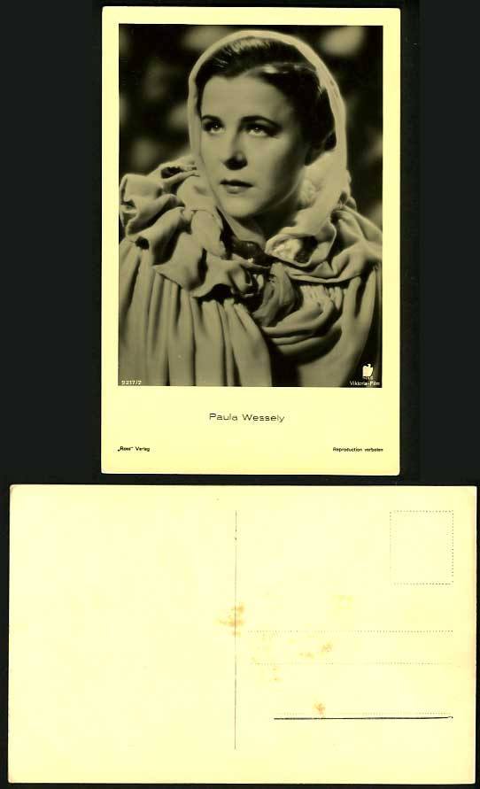 PAULA WESSELY Austrian Actress in Shawl Old RP Postcard