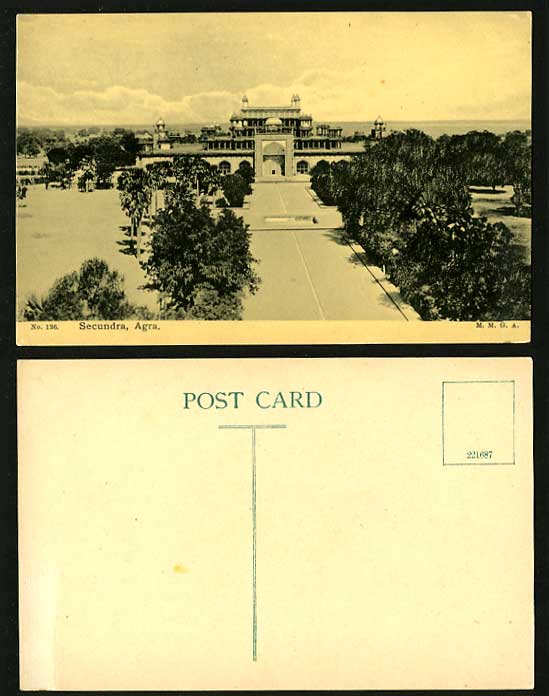 India Old Postcard Secundra AGRA General View Panorama