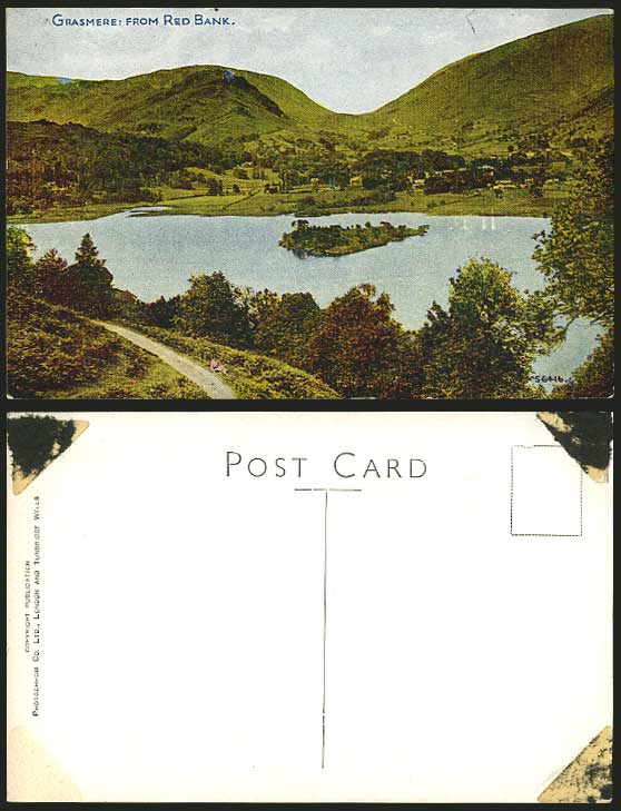 Cumbria Old Postcard -  GRASMERE from RED BANK Panorama