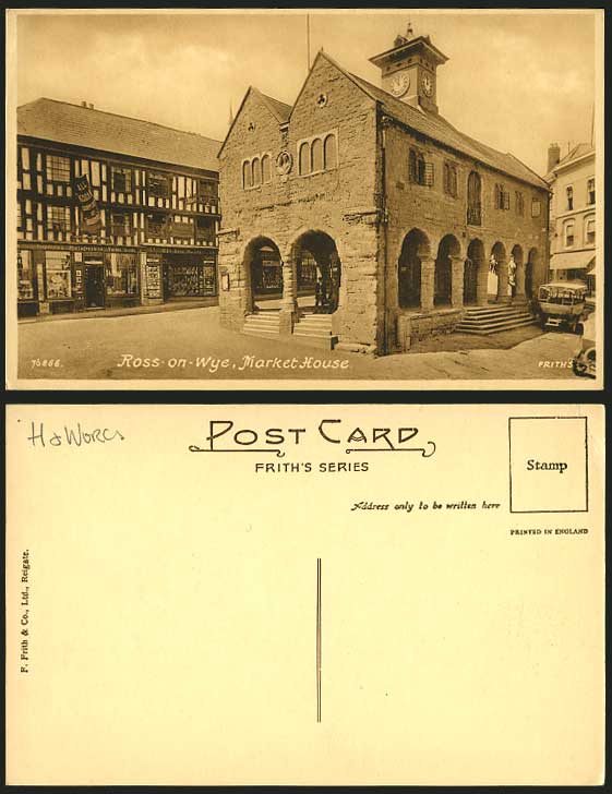 Ross-on-Wye MARKET HOUSE Shopfront LIBRARY Old Postcard