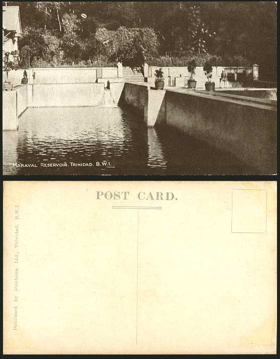 Trinidad Old Postcard View of MARAVAL RESERVOIR B.W.I.