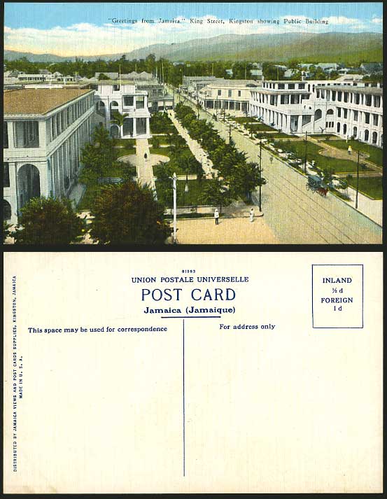 Jamaica Old Postcard KING STREET Publish Building Kings