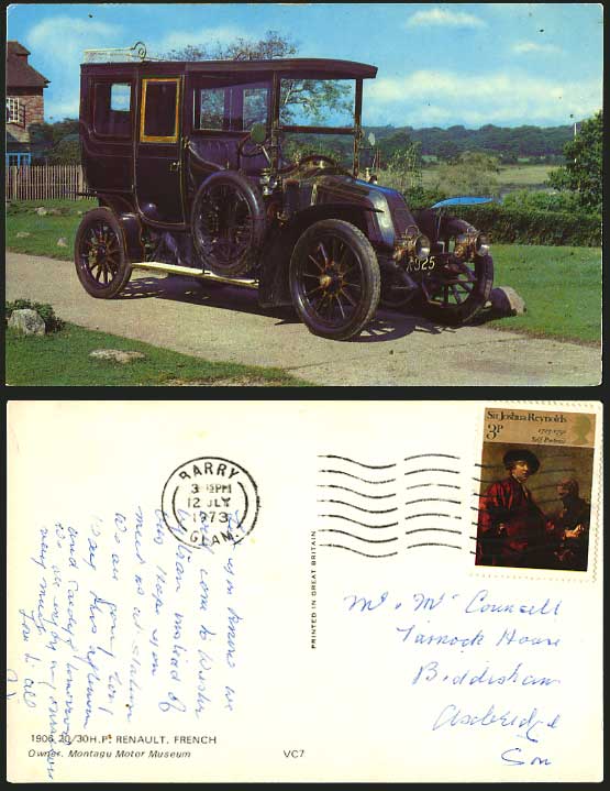 1906 20/30 HP Renault French Vintage Car 1973 Postcard