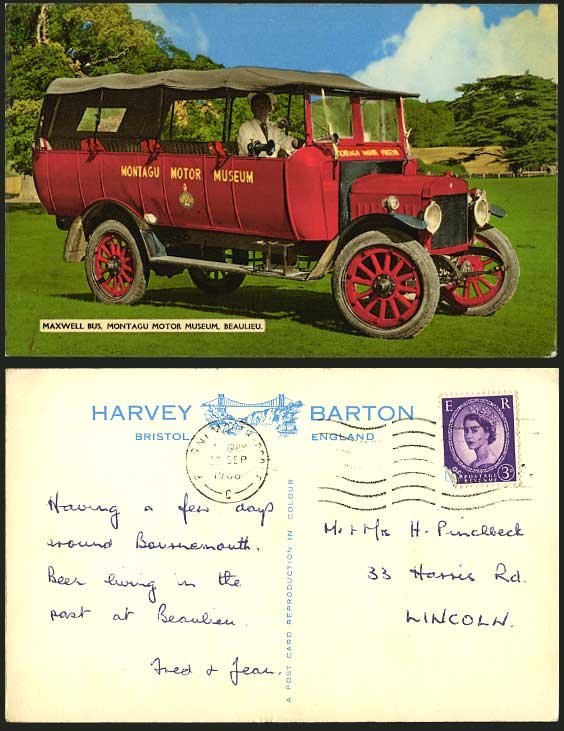MAXWELL BUS Montagu Motor Museum Beaulieu 1966 Postcard