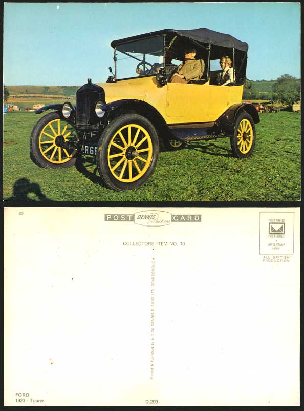 FORD 1923 Tourer - Vintage Motor Car - Colour Postcard