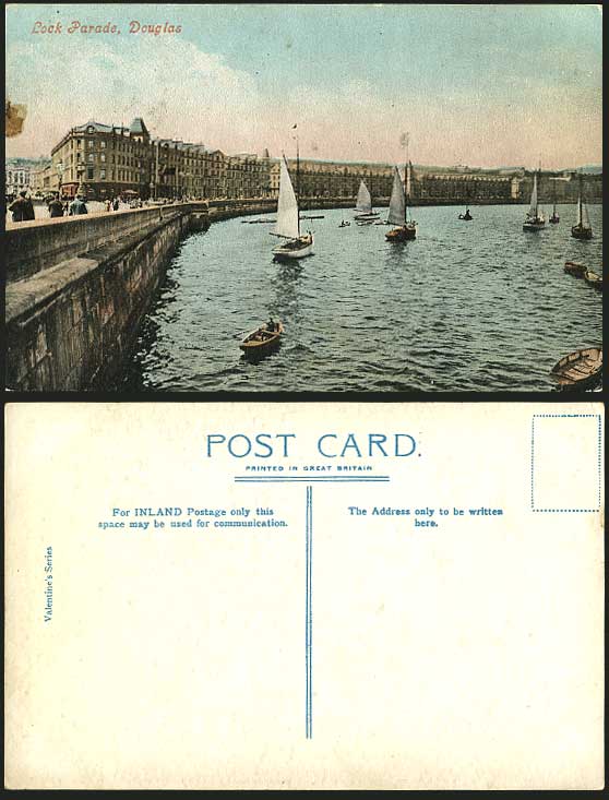 Isle of Man Old Postcard Sail Boats LOCK PARADE Douglas