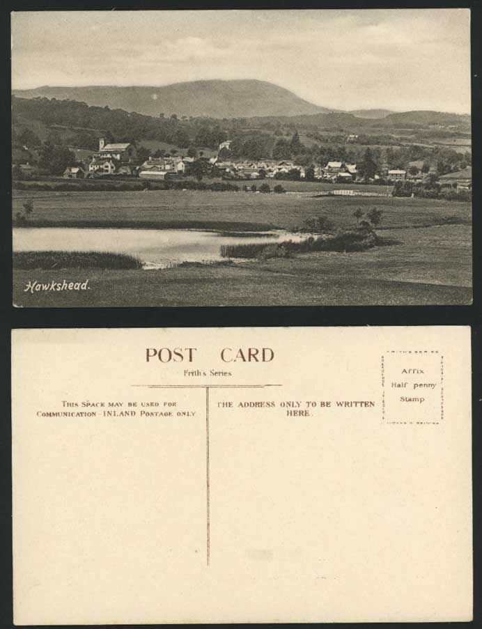HAWKSHEAD Old Postcard Panorama General View Lake Dist.
