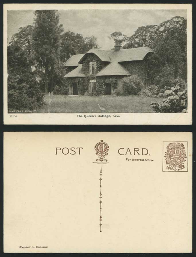 London KEW GARDEN Old Postcard The Queen's Cottage G&P