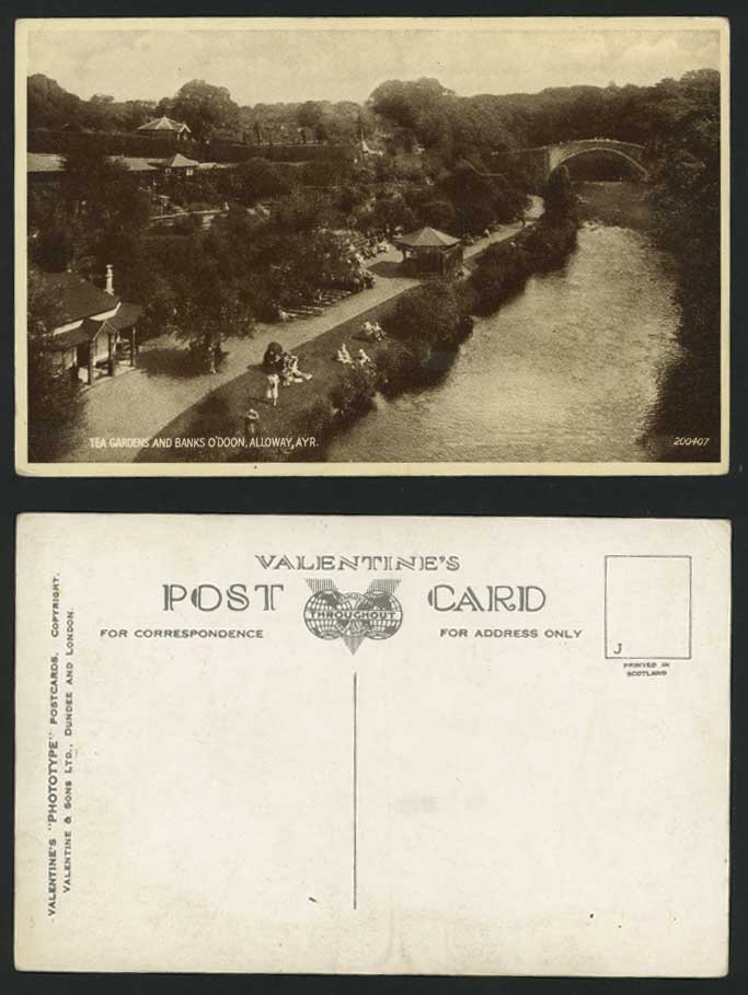 ALLOWAY Old Postcard Tea Garden Banks O'Doon AYR Bridge