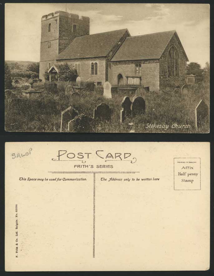 STOKESAY CHURCH, Churchyard Old Postcard Frith's Series