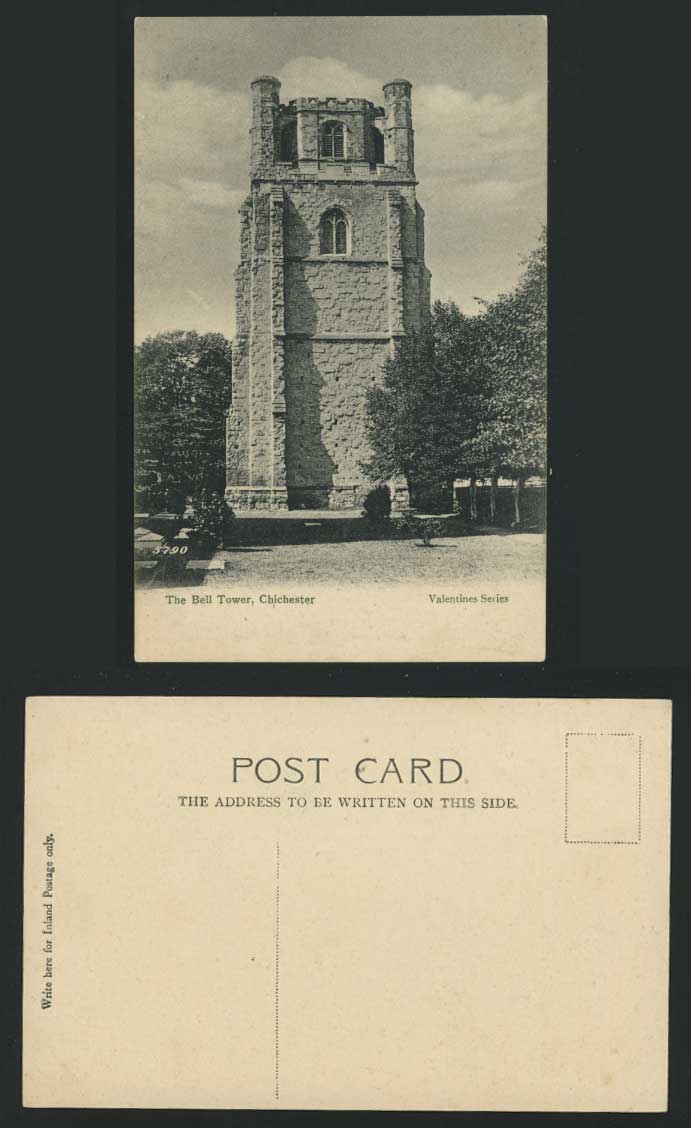 Chichester - BELL TOWER Sussex Old Postcard Valentine's