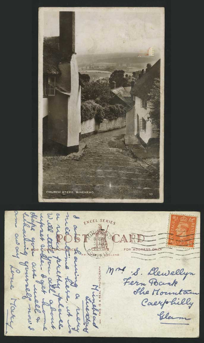 Minehead - CHURCH LANE STEPS Somerset 1947 Old Postcard