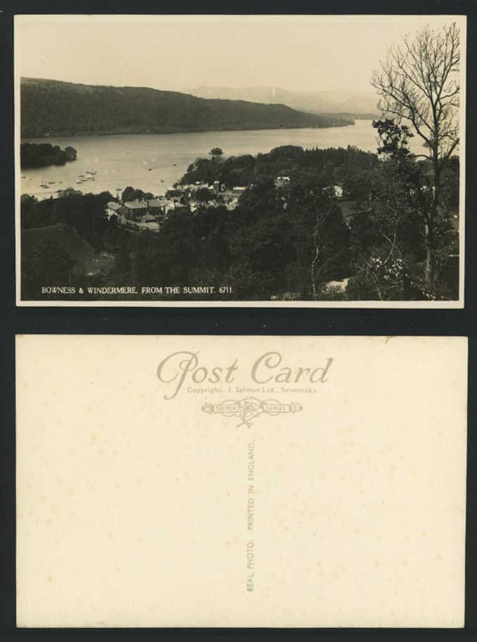 Bowness & Windermere from the Summit Old R.P. Postcard