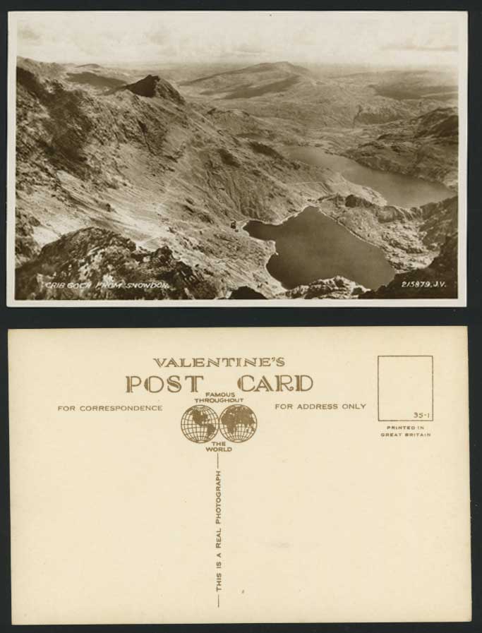 CRIB GOCH from SNOWDON, Lakes Mountains Old RP Postcard
