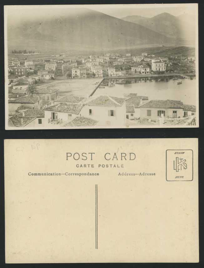 Harbour Boats Mountains Palm Trees Houses Old Postcard