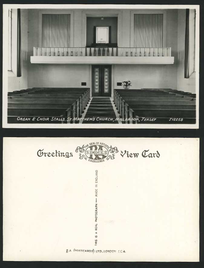 MILLBROOK Old Postcard St. Matthew's Church Organ Choir