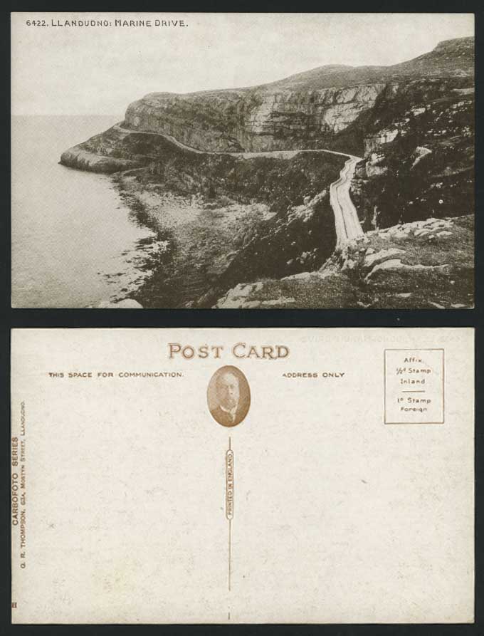 Llandudno Wales Old Postcard Marine Drive Cliffs Road Panorama Caernarvonshire