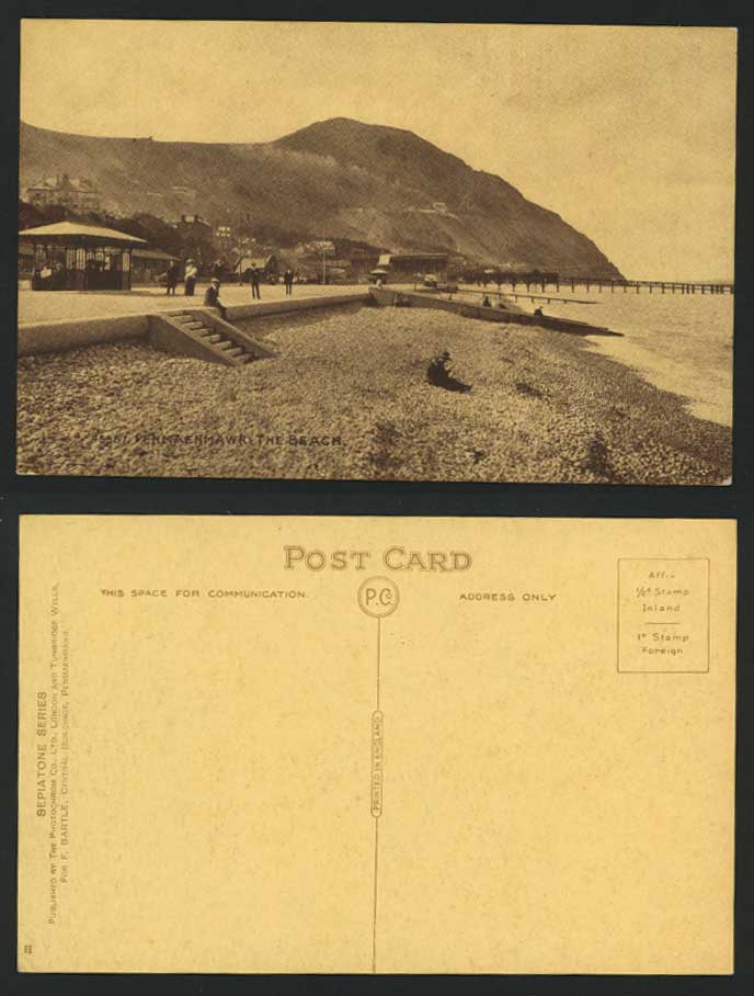 Caernarvonshire Old Postcard PENMAENMAWR - BEACH & PIER