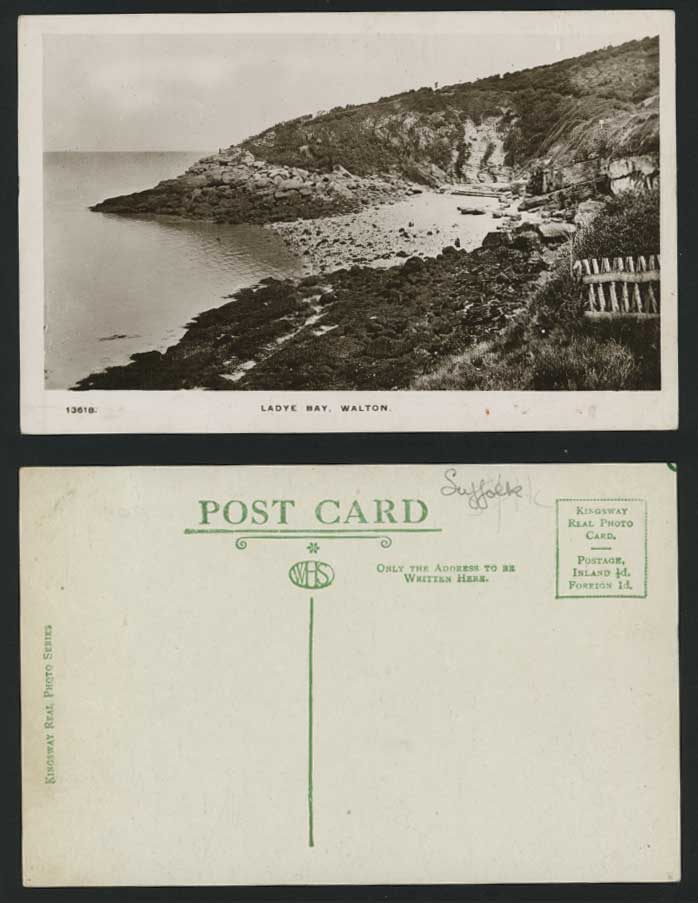 LADYE BAY WALTON Beach Seaside Somerset Old RP Postcard