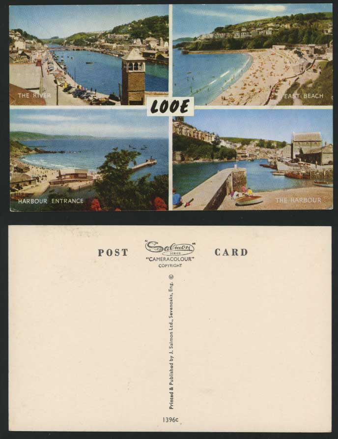 LOOE Old Postcard River Bridge Pier East Beach Harbour
