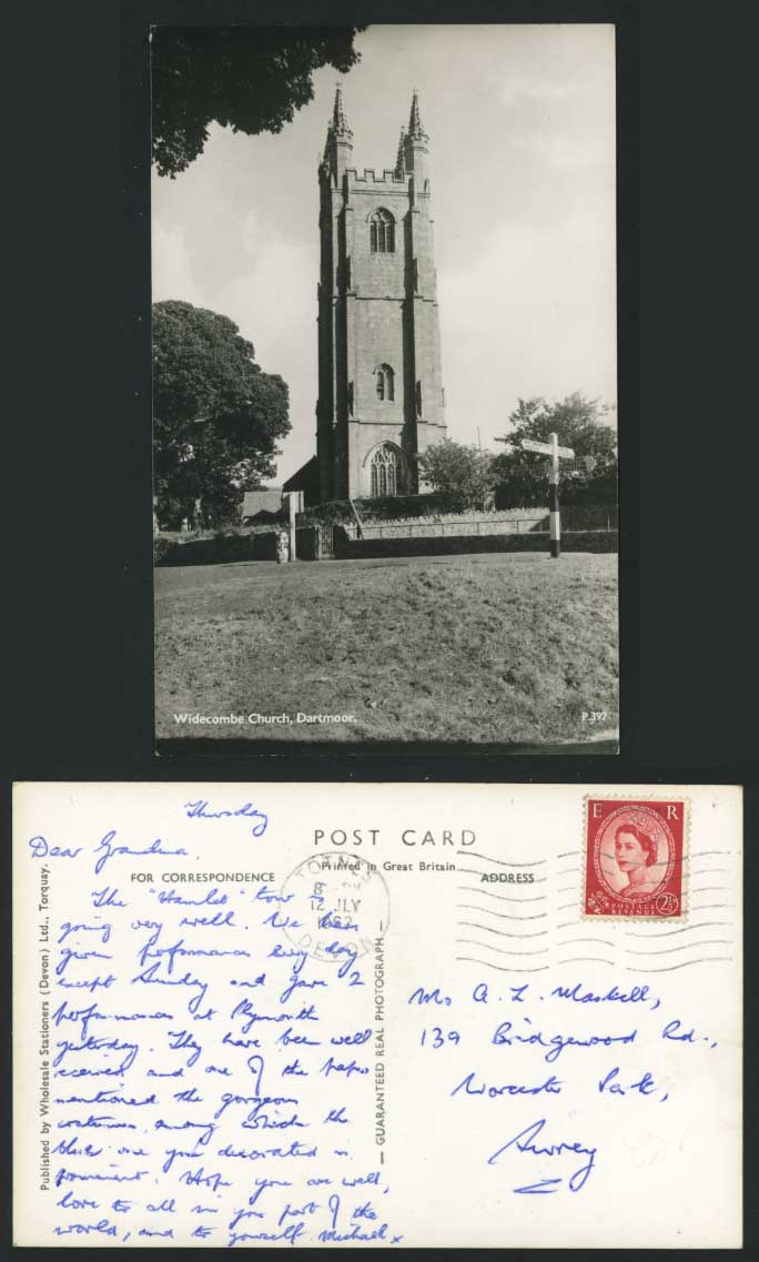 Dartmoor, Widdecombe Widecombe Church 1962 Old Postcard