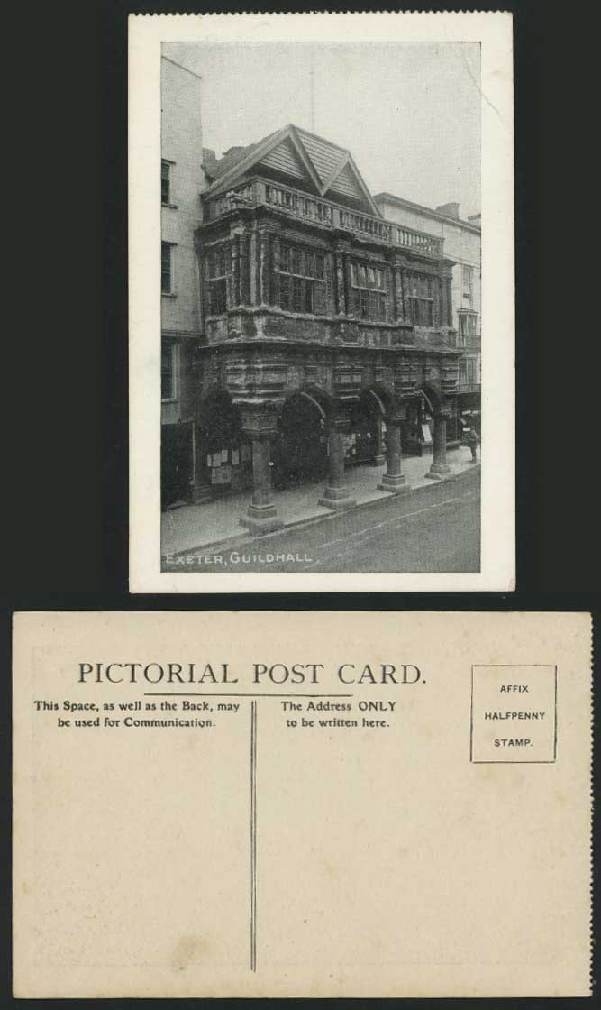 Exeter GUILDHALL Devon Old Postcard Street Scene, Shops