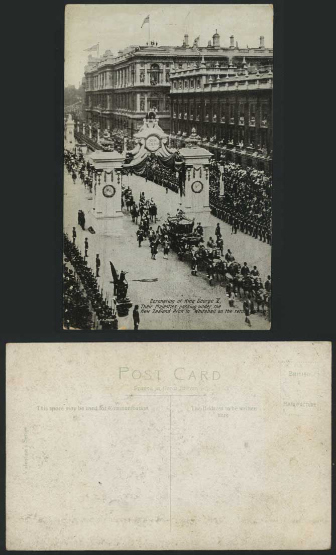 Coronation KGV. New Zealand Arch Whitehall Old Postcard