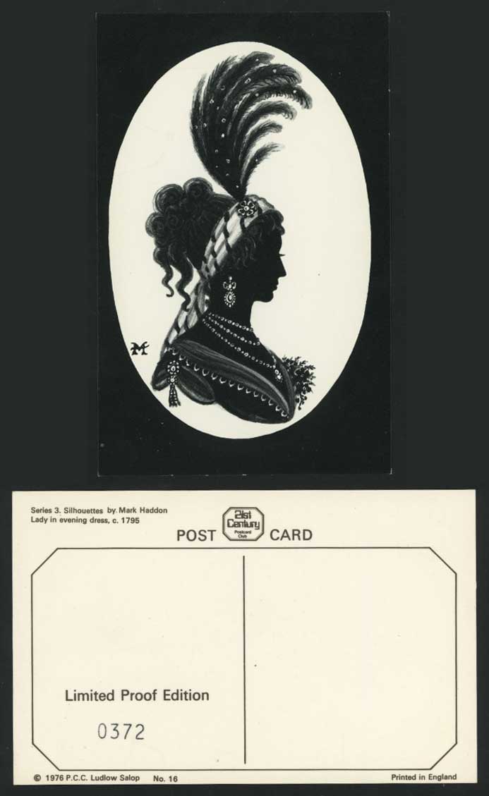 Mark Haddon Silhouette Lady Evening Dress 1976 Postcard