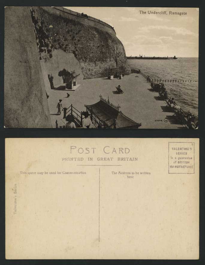 Ramsgate Kent Old Postcard The Undercliff Pier & Cliffs