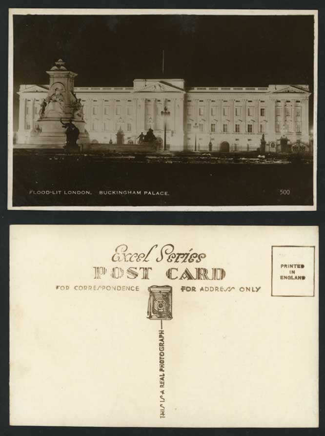 London Old Postcard BUCKINGHAM PALACE - Flood-Lid Night