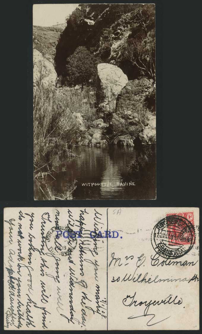 South Africa - Witpoortje Ravine 1908 Old R.P. Postcard