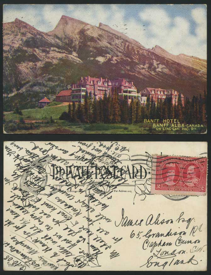 Canada Banff Hotel on Alba C.P.R Line 1907 Old Postcard