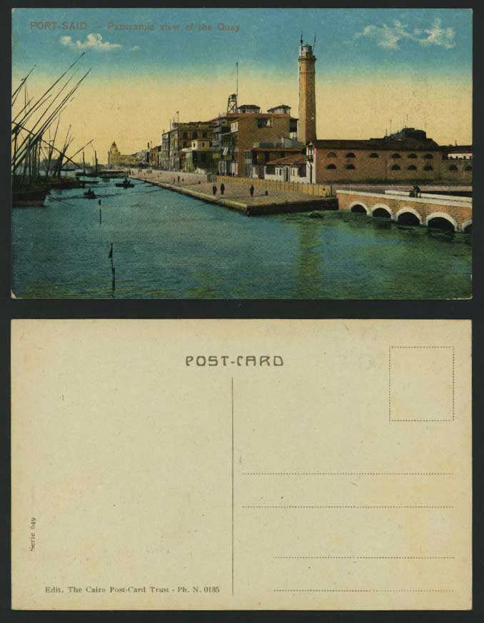 Egypt Old Colour Postcard PORT SAID Panoramic View QUAY