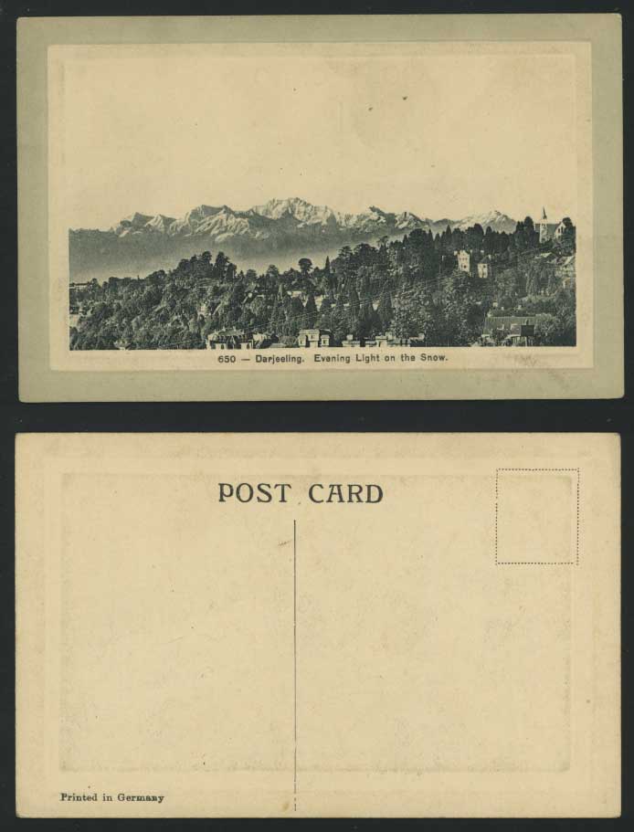 India Old Postcard Evening Light on the Snow Darjeeling