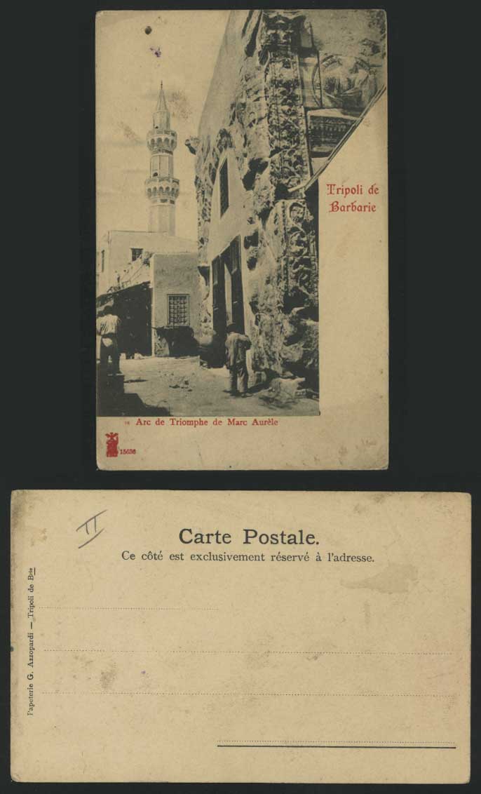 Libya Old Postcard TRIPOLI Arc de Triomphe, Marc Aurele