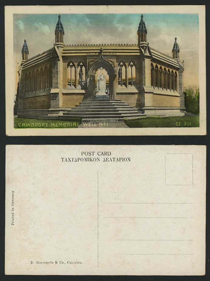 India Old Postcard Memorial Well Cawnpore, Angel Statue
