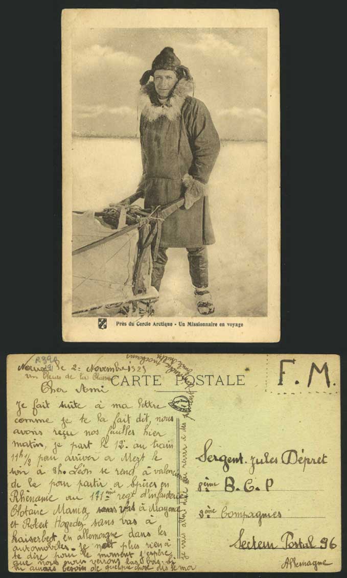 Cercle Arctique, Un Missionnaire en Voyage Old Postcard