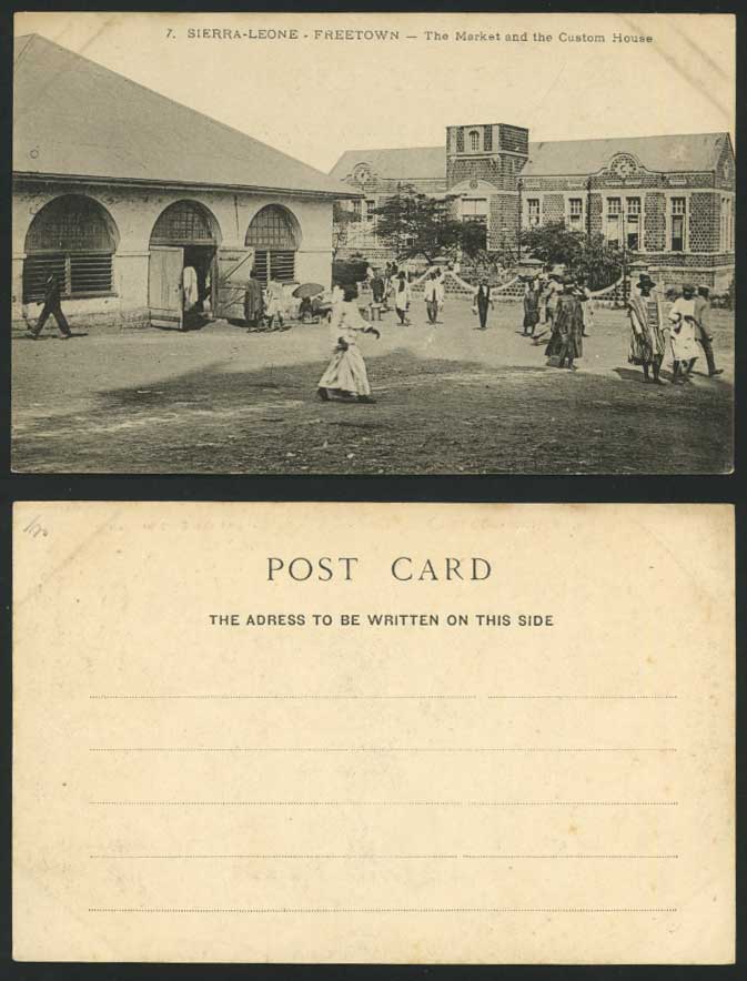 Sierra Leone Old Postcard Freetown Market, Custom House