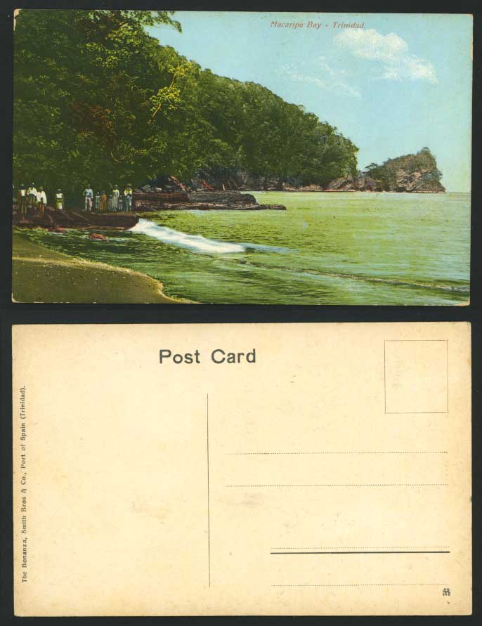 TRINIDAD B.W.I Old Postcard MACARIPE BAY Rocks Panorama