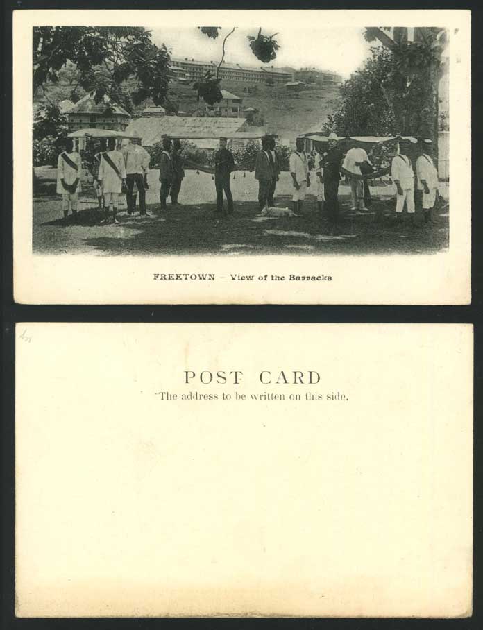Sierra Leone Old U.B. Postcard Freetown BARRACKS & DOG