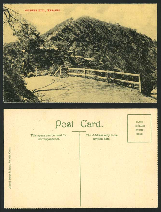 India Old British Indian Postcard GILBERT HILL, KASAULI Mountains Men