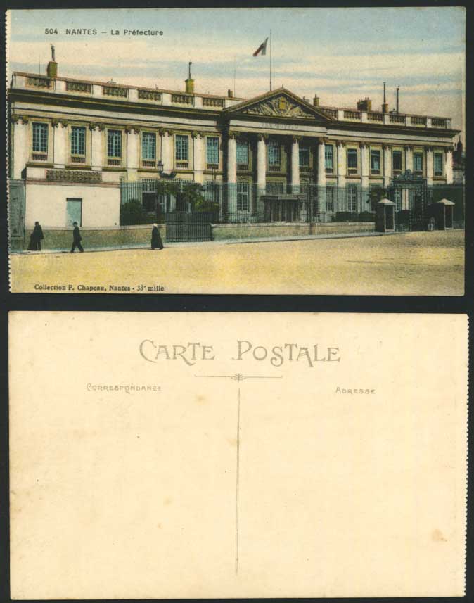 France Nantes La Prefecture Building, Flag Old Postcard