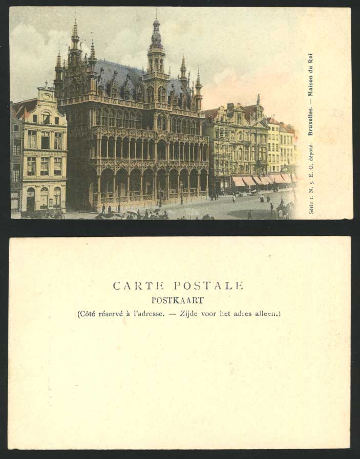 Bruxelles - Maison du Roi Old Hand Tinted U.B. Postcard