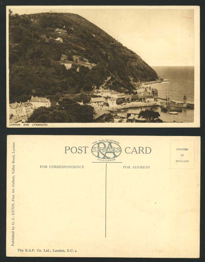 Devon Old Postcard LYNMOUTH & LYNTON - Harbour & Boats