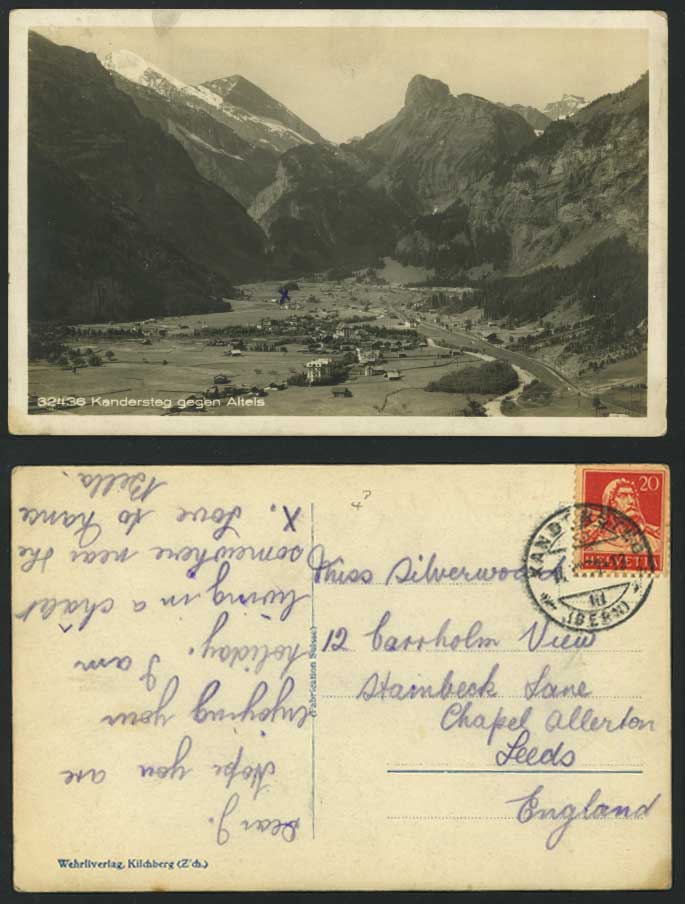 Swiss Kandersteg gegen Altels Mountains Old RP Postcard