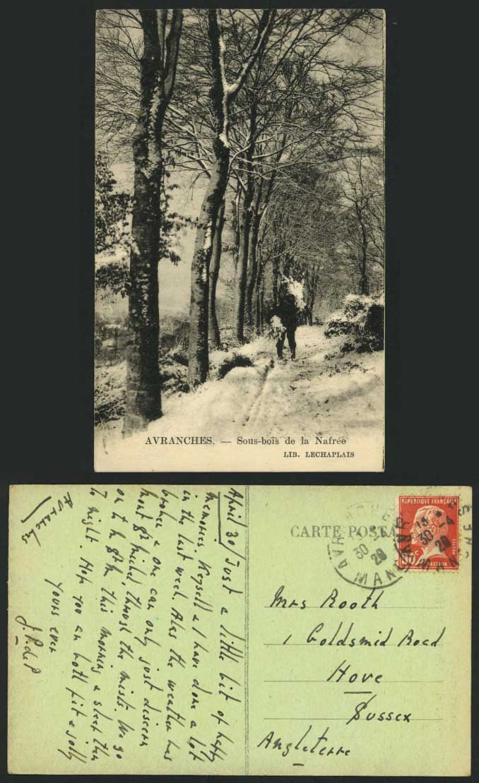 AVRANCHES 192 Old Postcard Sous-Bois de la Nafree, Snow