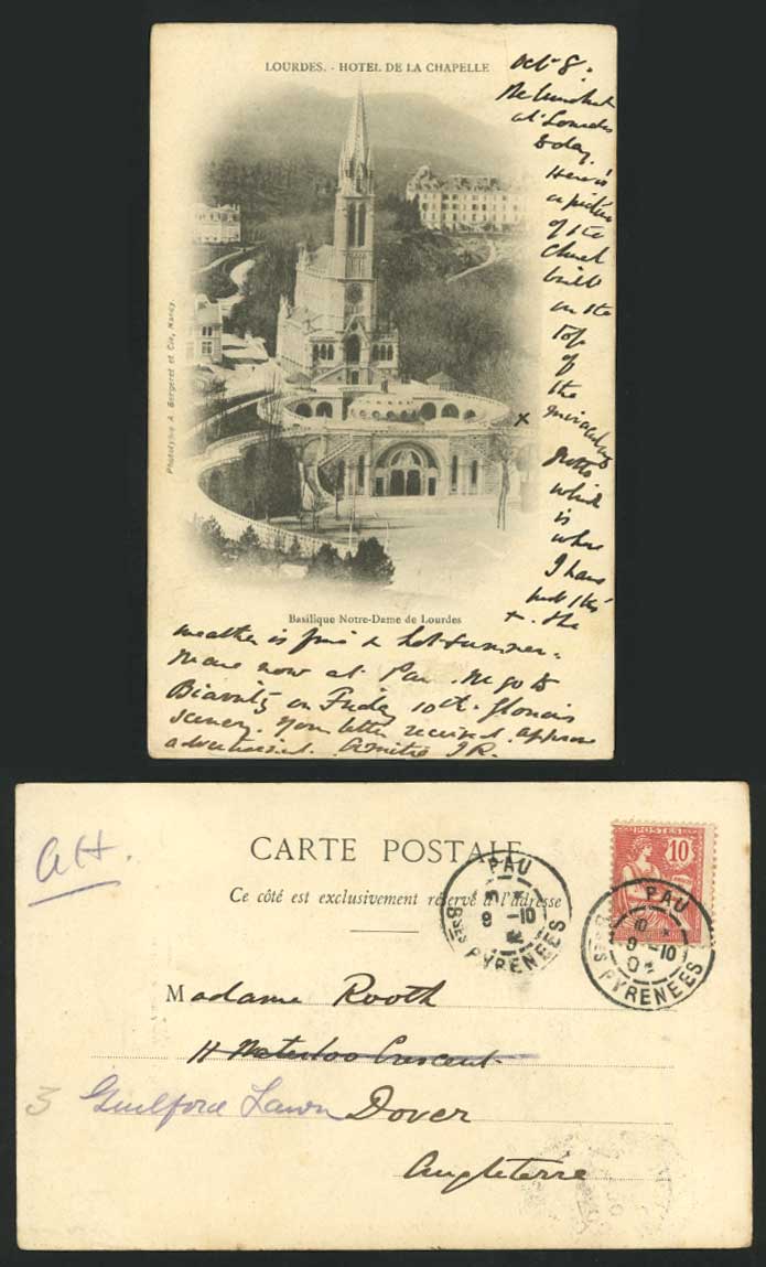 LOURDES 1925 Old Postcard Church - Basilique Notre-Dame
