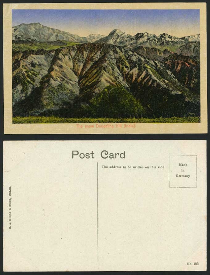 India Old Postcard DARJEELING HILL Mountains & The Snow